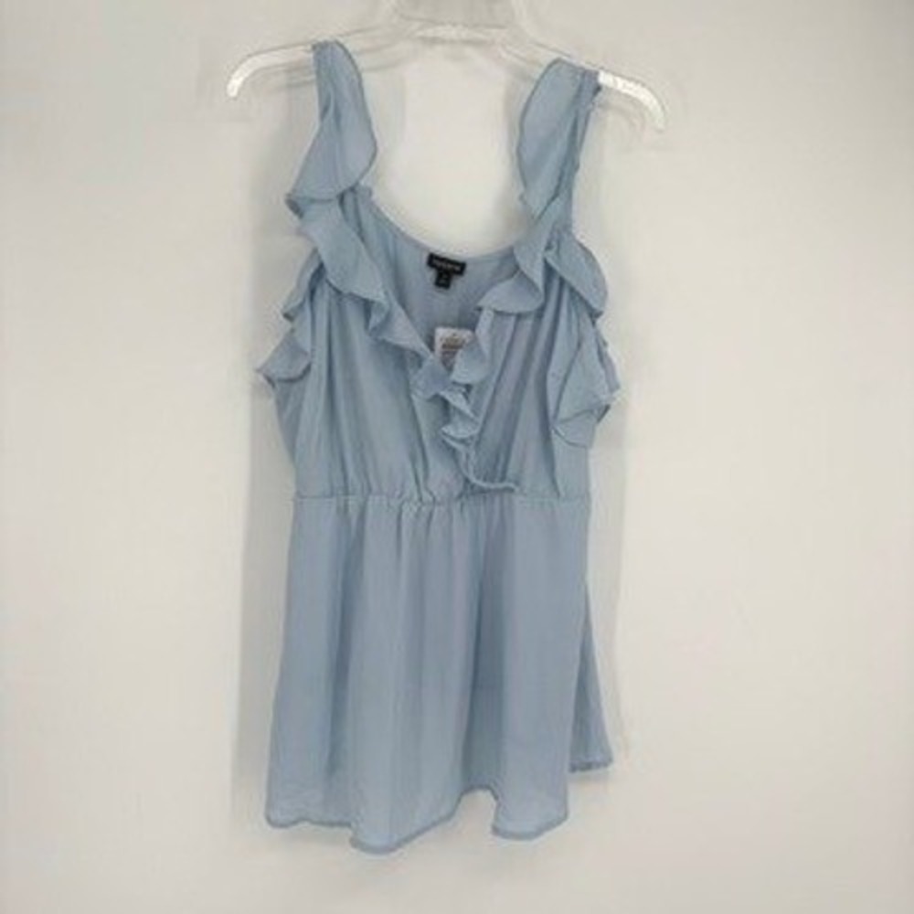 Torrid Light Blue Ruffle Sleeveless Blouse NWT
